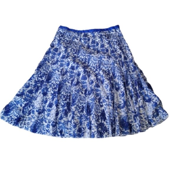Roz + Ali Full Skirt, Blue + White, Size 10 - Picture 1 of 9